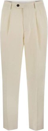 Brunello Cucinelli Ivory Linen Silk Wool Trousers, Brand Size 56 (US Size 40)