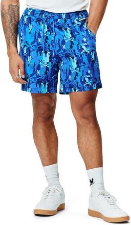 Psycho Bunny Tanner Camo Bunny Print 6-Inch Swim Trunks in Multi Blue at Nordstrom, Size Medium