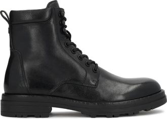 Kazar Klassieke zwarte heren platte enkellaarsjes van leer - Heren - Veterlaarzen - Zwart - 40 EU - Leer - Schoenen
