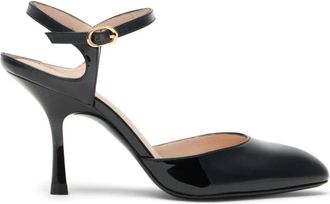 Stuart Weitzman Madison Strap Pump 85 - Dames - Pumps - Zwart - 40 EU - Leer - Schoenen