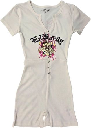 Ed Hardy Womens Love Kills Slowly Short Sleeve Pajama In Ivory