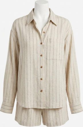 Z Supply Alfie Striped Button Up Top In Linen