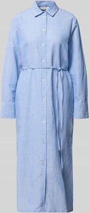 Christian Berg Midikleid aus reinem Leinen in lang&auml;rmeligem Design in Blau, Gr&ouml;&szlig;e 34