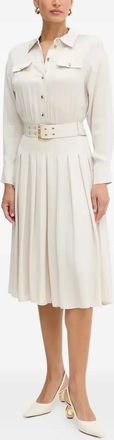Marciano Geplooide midi-jurk met polokraag - Beige