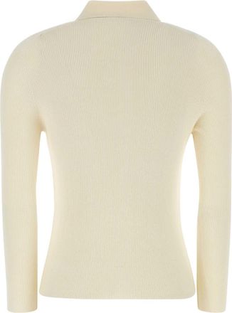 Fendi Womens Cream Stretch Wool Blend Shirt Ivory Exterior: Silk Elastane Camicie