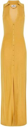 Elisabetta Franchi Kleedjes, Dames, Geel, XS, Viscose Knit Maxi Dress