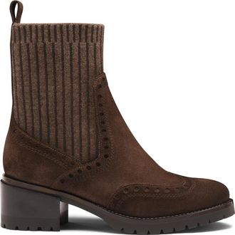 Santoni Enkelhoge laars met lage hak - Dames - Laarzen met Hak - Bruin - 37 1/2 EU - Leer - Schoenen