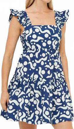 Oliphant Smocked Square Neck Mini Dress In Acadia Navy