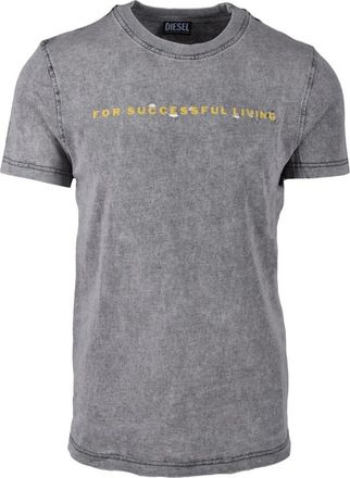 Diesel Katoenen T-shirt - Heren - T-shirts - Grijs - XL - Katoen - Tops