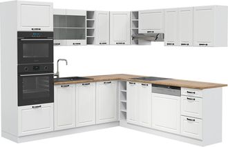 Vicco Cocina Esquinera R-line, Casa De Campo Blanca/blanca, 237 X 247 Cm, Et Roble