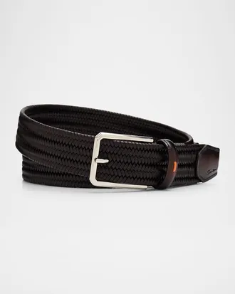 Santoni Men & apos;s Woven Leather Belt