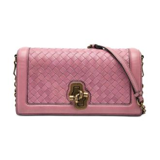 Bottega Veneta Pre-owned Shoulder Bags, female, Pink, Size: ONE SIZE Pre-owned Woven Leather Shoulder Bag