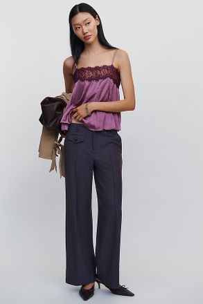 Maeve Schoolboy High Rise Wide Leg Trousers Pants