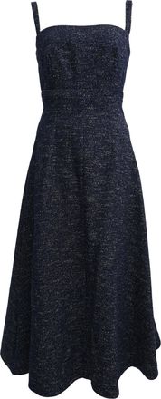 Emilia Wickstead Freya Sleeveless Denim Midi Dress in Navy Blue Cotton