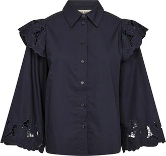 Mos Mosh Shirts - Dames - Overhemden - Blauw - M - Overhemden