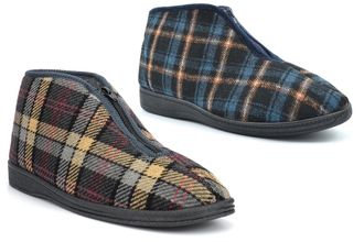 Generic Mens Bootie Slippers Mens Bootee Slippers Size 8 Boot Slipper Boots Size 9 Ankle Slipper Thermal Lining Fleecy Warm Lining Sizes 6-12 Grey/Navy Blue 1