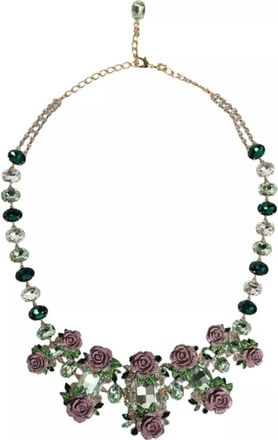 Dolce & Gabbana Gouden Kristal Bloem Statement Ketting - Dames - Kettingen - Veelkleurig - ONE Size - Accessoires