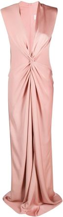 Max Mara twist-front V-neck maxi dress - women - Acetate/Acetate/Viscose/Viscose - 38 - Pink