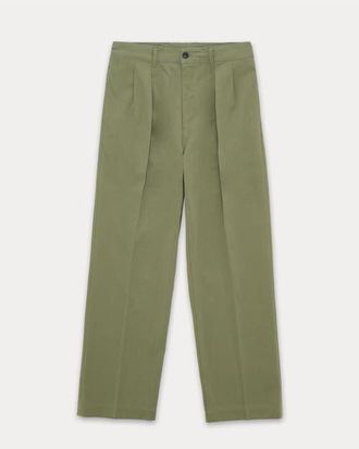 Fortela Newyork Pleated Cotton Trousers in Sage Green at Nordstrom, Size 36 Eu
