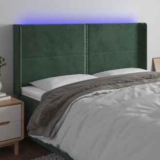 vidaXL Cabecero Con Led De Terciopelo Verde Oscuro 203x16x118/128 Cm Vidaxl