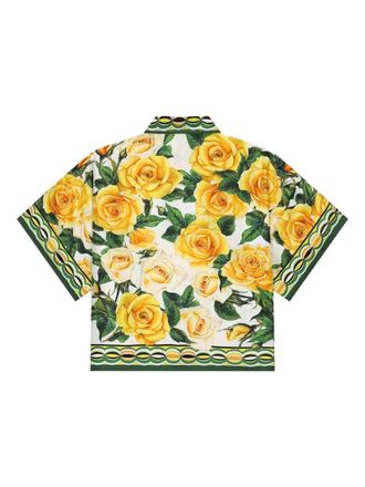 Dolce & Gabbana Short-Sleeve Silk Shirt - White