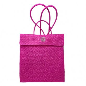 Lola's Bag Womens Small Recycled Woven Backpack In Pink