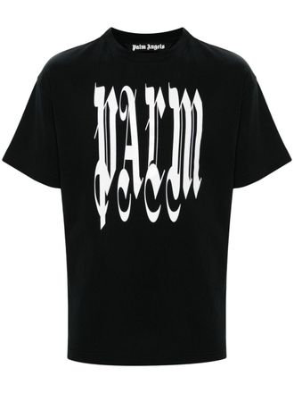 Palm Angels T-shirt met logoprint - Zwart