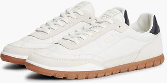 Tommy Hilfiger Mens Tommy Jeans Mixed-Leather Sneaker - White - US 11.5 / EU 45