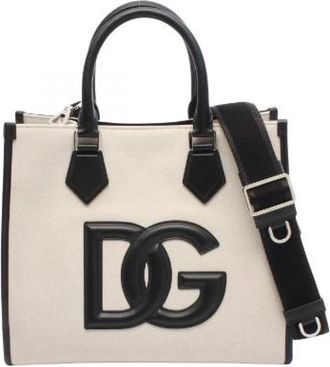 Dolce & Gabbana Pre-owned DG Logo 2Way Tote Bag - Dames - Vintage Handtas - Beige - ONE Size - Leer - Vintage
