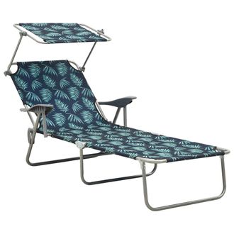 vidaXL Vidaxl - Tumbona Con Toldo Acero Estampado De Hojas