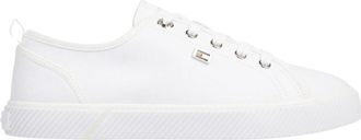 Tommy Hilfiger Witte Canvas Lage Sneakers - Dames - Sneakers - Wit - 40 EU - Katoen - Schoenen