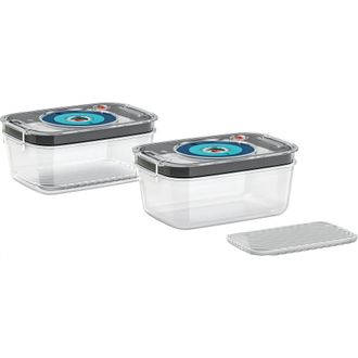 Bosch Mszv0fc2 Recipiente De Almacenar Comida Rectangular Caja Negro, Azul, Transparente 2 Pieza(s)