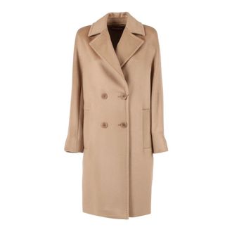 Max Mara Double-Breasted Coats, female, Brown, Size: XS Agenda Coat