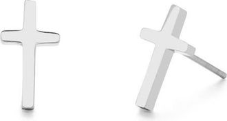 Brook & York Mens Stainless Steel Cross Earrings in Silver at Nordstrom