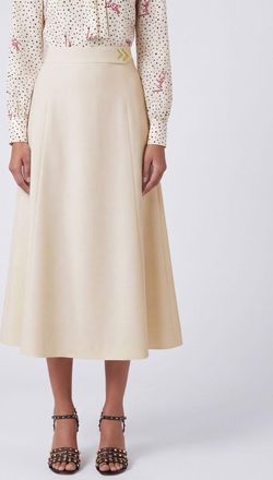 Valentino Garavani High-Waisted Flared Midi Skirt in Wool and Silk