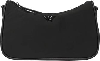 Emporio Armani Schoudertas met logo-plaat - Heren - Schoudertassen - Zwart - ONE Size - Polyester - Tassen