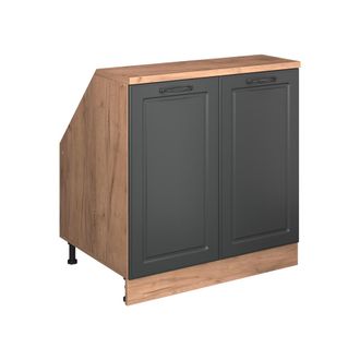 Vicco Armario De Cocina Para Techo Inclinado R-line, Antracita Casa De Campo, 80 Cm Con 2 Puertas, 60 Cm De Profundidad, Vicco