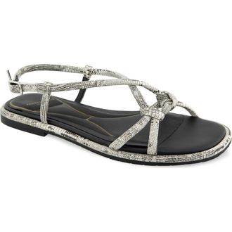 Kenneth Cole Paria Flat Slingback Sandal in White Black Lizard at Nordstrom, Size 8.5