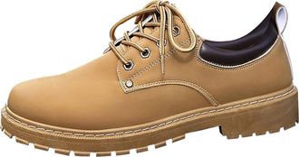 Generic Mens Leather Sneaker Shoes, Sports Shoe Lace Up Walking Trainers Non-Slip Soles Flats Shoes Breathable Trekking Shoe Comfortable Casual Trainer Round 