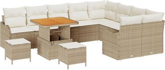 vidaXL Vidaxl - Garden Sofa Set Height-Adjustable 12 pcs Beige Poly Rattan