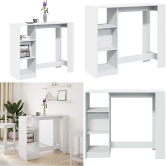 vidaXL Tavolo Bar con Ripiano Bianco 124x46x103,5 cm in Truciolato - Tavolo da pranzo - Tavolo da cucina