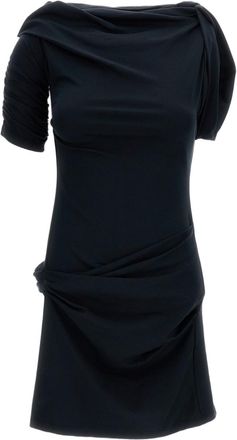 Jacquemus Draped Mini Dress with Asymmetric Neckline