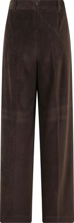 Circolo 1901 Brown Velvet Wide-Leg Pants with Side Zipper Closure