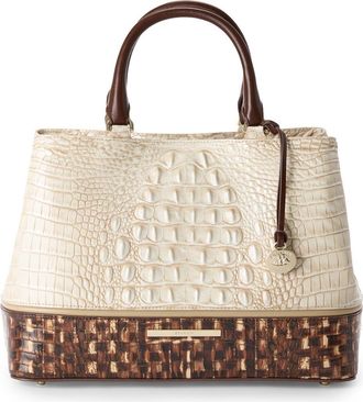Brahmin Small Denise Croc Embossed Leather Satchel in Ivory Multi at Nordstrom
