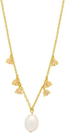 Estella Bartlett Faux Pearl & Cubic Zirconia Charm Necklace in Gold at Nordstrom