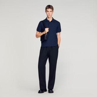 Sandro Square Cross jacquard polo shirt