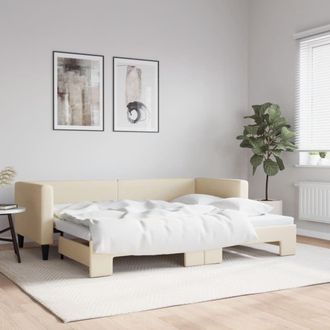 vidaXL Sof&aacute; Cama Nido Tela Crema 80x200 Cm Vidaxl