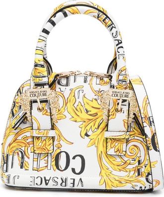 Versace Jeans Couture Barocco-print faux leather mini tote - women - Polyester/Polyester/Polyurethane Resin - One Size - White