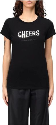 A|X Armani Exchange Grafische Print Casual T-shirt - Dames - T-shirts - Zwart - XS - Katoen - Tops