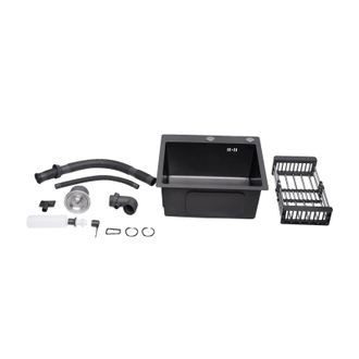 OEM Fregadero De Cocina, Acero Inoxidable, Dise&ntilde;o Moderno, Negro